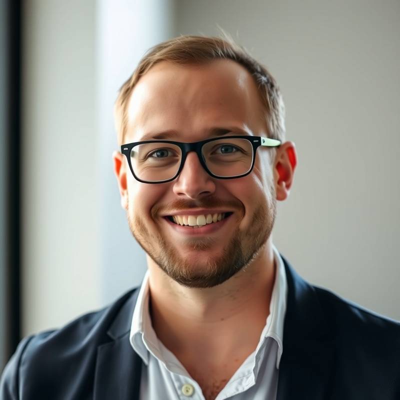 Portrait of Noah Carter, the Lead Web Developer at Apex Digital Solutions, displaying a friendly and skilled demeanor.