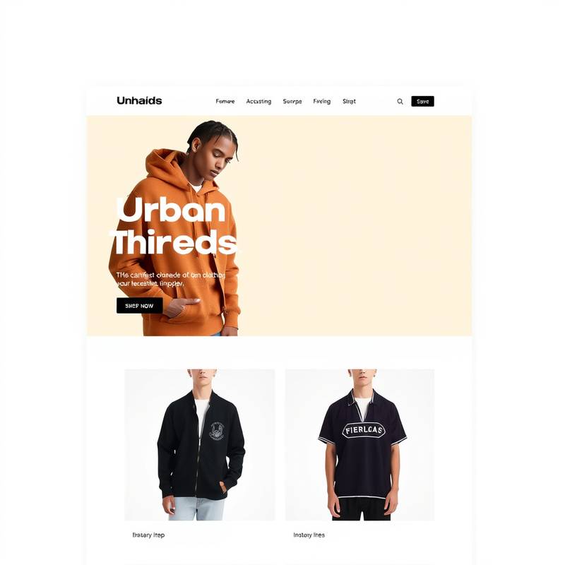 Screenshot of a modern e-commerce website designed for 'Urban Threads', showcasing clothing items.